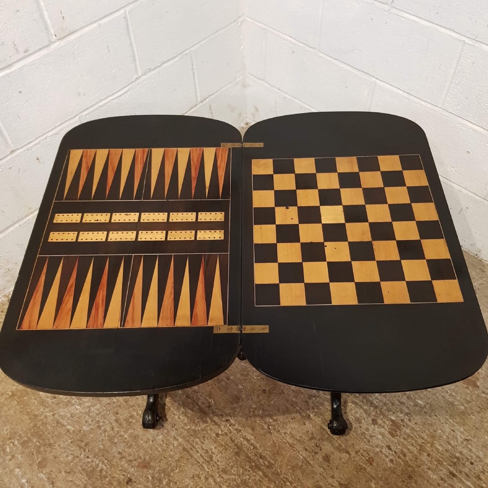 ANTIQUE AESTHETIC EBONISED FOLD OVER GAMES TABLE C1890 View V
