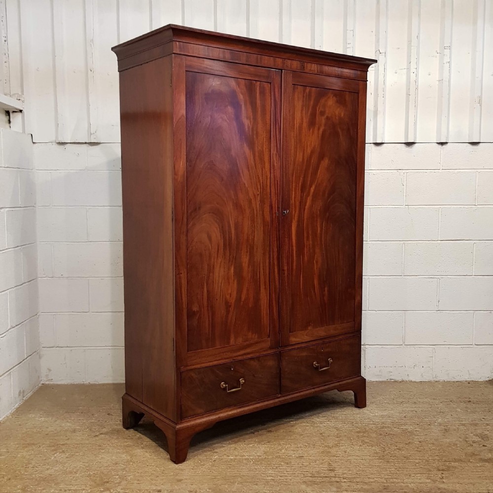 ANTIQUE GEORGIAN MAHOGANY DOUBLE WARDROBE C1780 View II