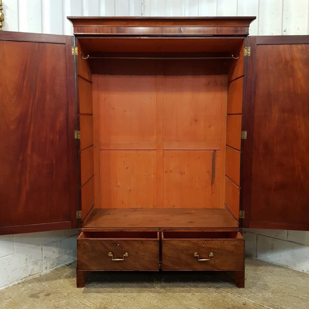 ANTIQUE GEORGIAN MAHOGANY DOUBLE WARDROBE C1780 View IV