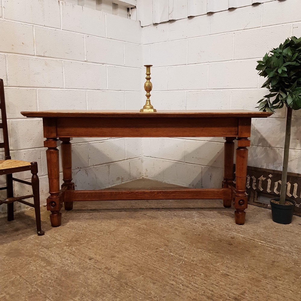 ANTIQUE ARTS & CRAFTS OAK REFECTORY TABLE C1890 View IV