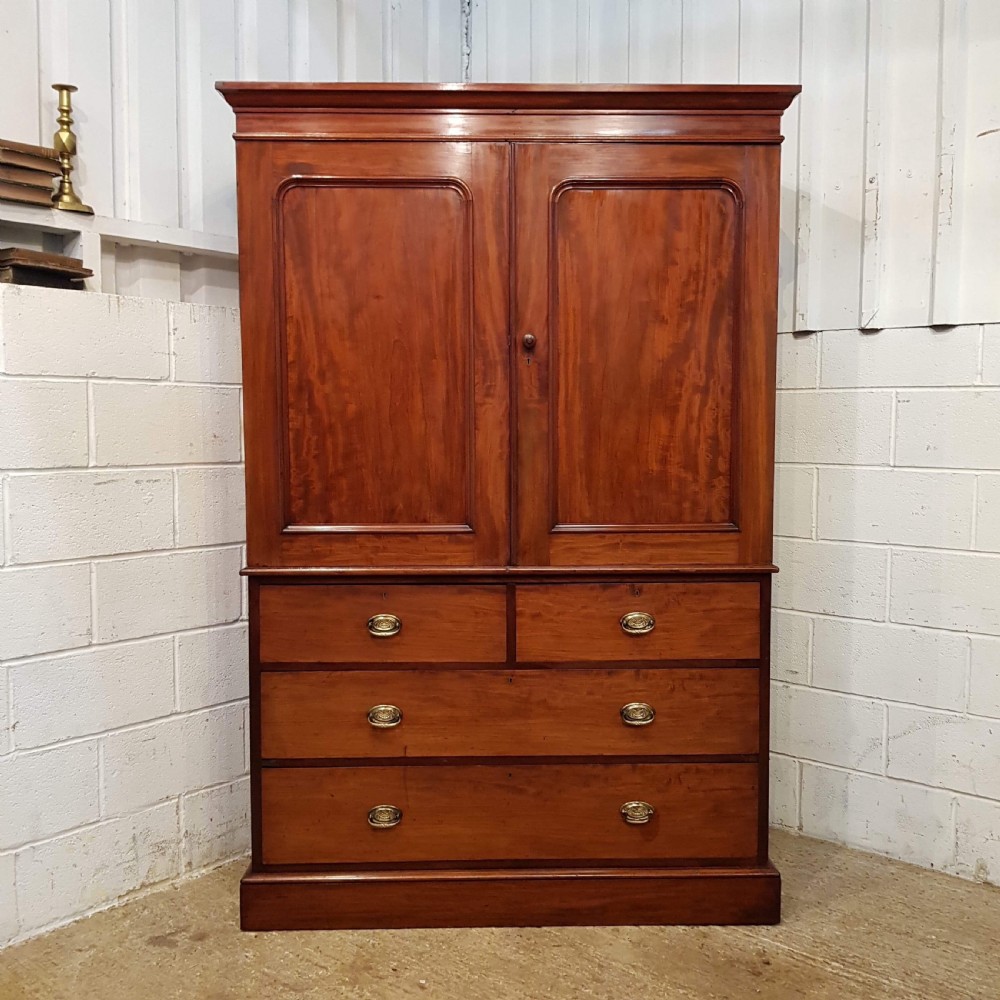 ANTIQUE VICTORIAN MAHOGANY CLOTHES PRESS C1880 View II