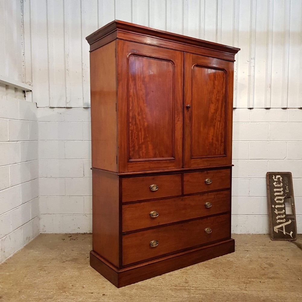 ANTIQUE VICTORIAN MAHOGANY CLOTHES PRESS C1880 View III