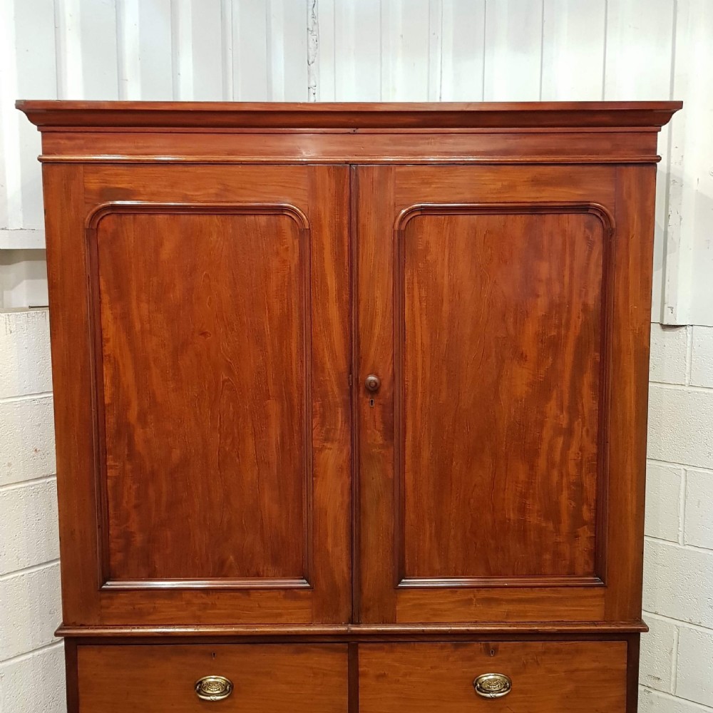 ANTIQUE VICTORIAN MAHOGANY CLOTHES PRESS C1880 View V