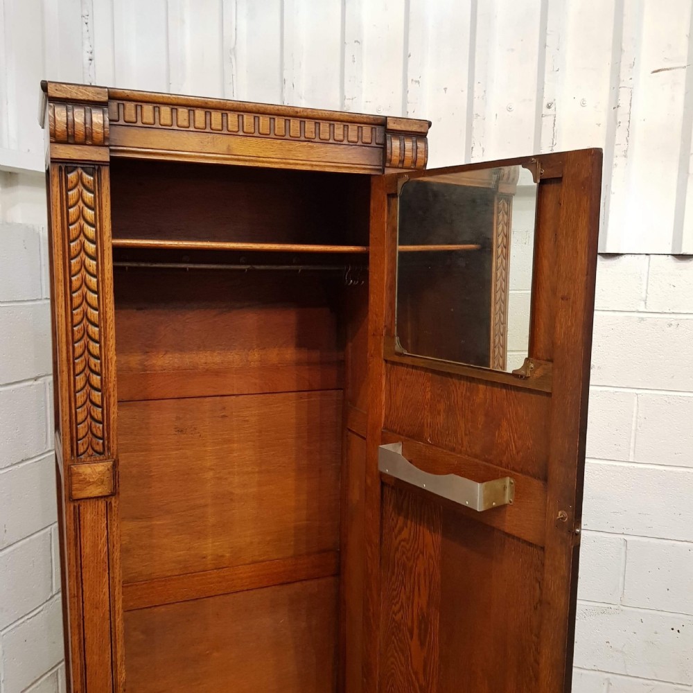 ANTIQUE CARVED OAK HALL WARDROBE C1920 View IV