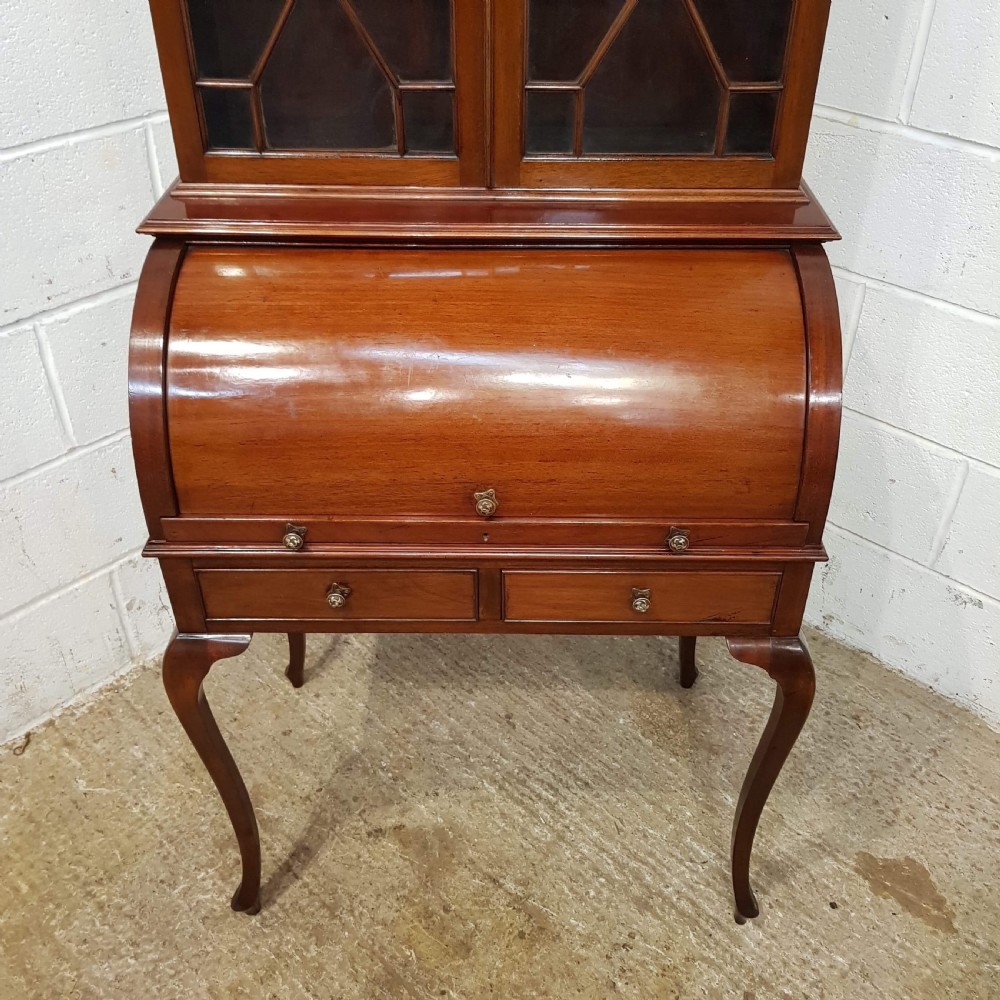 ANTIQUE EDWARDIAN MAHOGANY CYLINDER BUREAU BOOKCASE C1900 View IV