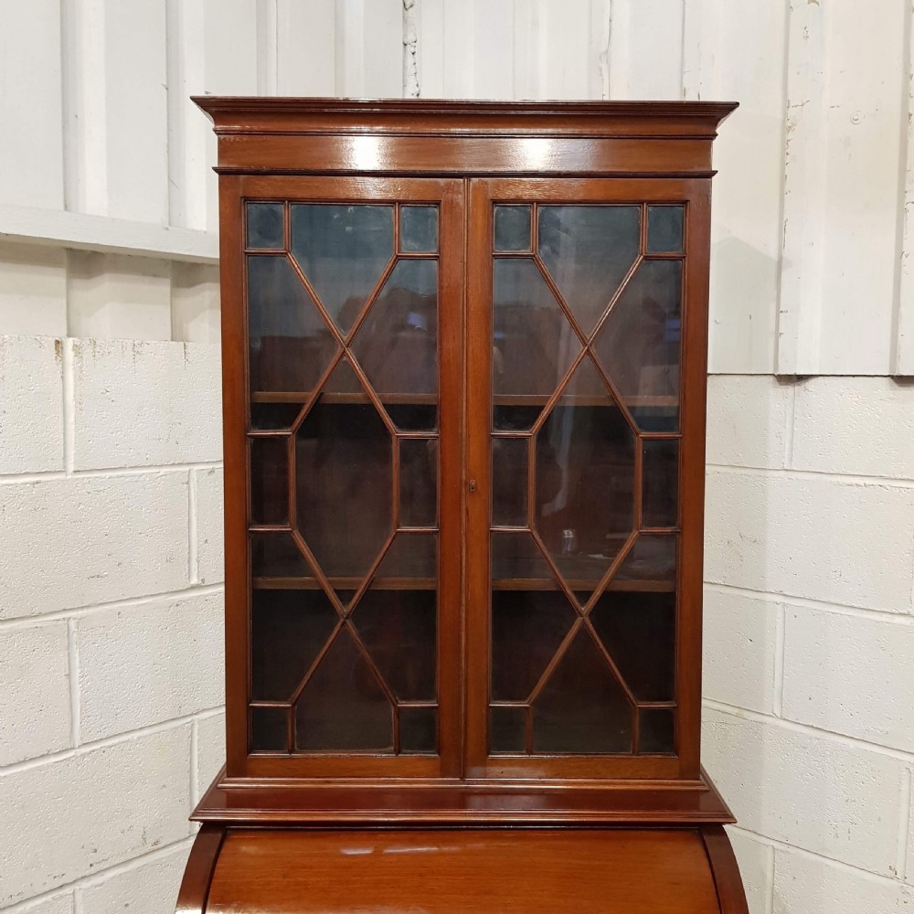 ANTIQUE EDWARDIAN MAHOGANY CYLINDER BUREAU BOOKCASE C1900 View V