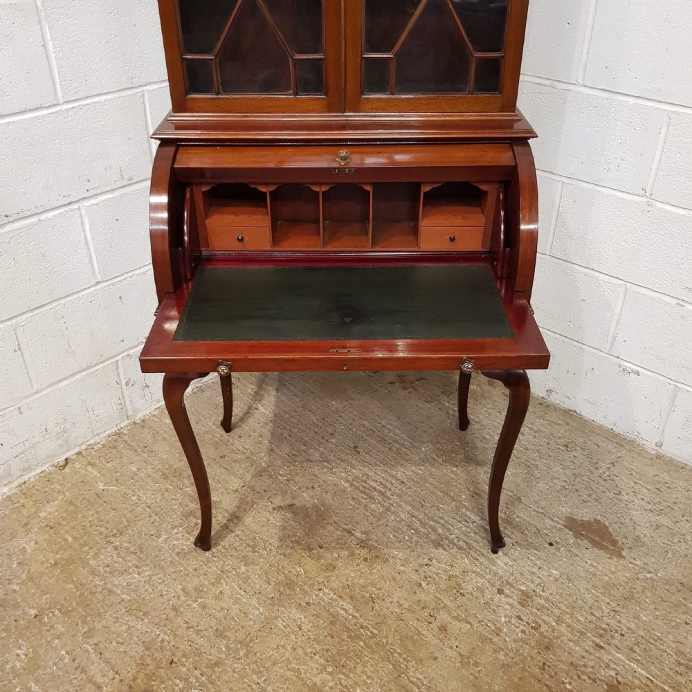 ANTIQUE EDWARDIAN MAHOGANY CYLINDER BUREAU BOOKCASE C1900 View VI