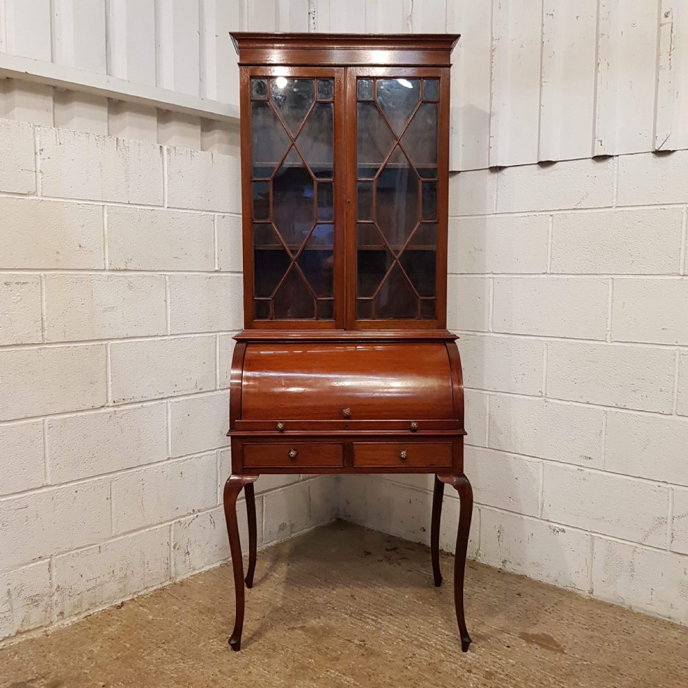 ANTIQUE EDWARDIAN MAHOGANY CYLINDER BUREAU BOOKCASE C1900 View VII