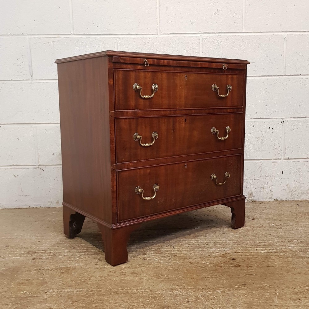 ANTIQUE EDWARDIAN MAHOGANY DWARF CHEST OF DRAWERS WITH BRUSH SLIDE C1900 View V
