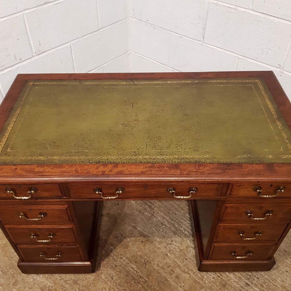 ANTIQUE LATE VICTORIAN MAHOGANY TWIN PEDESTAL DESK C1890 View III