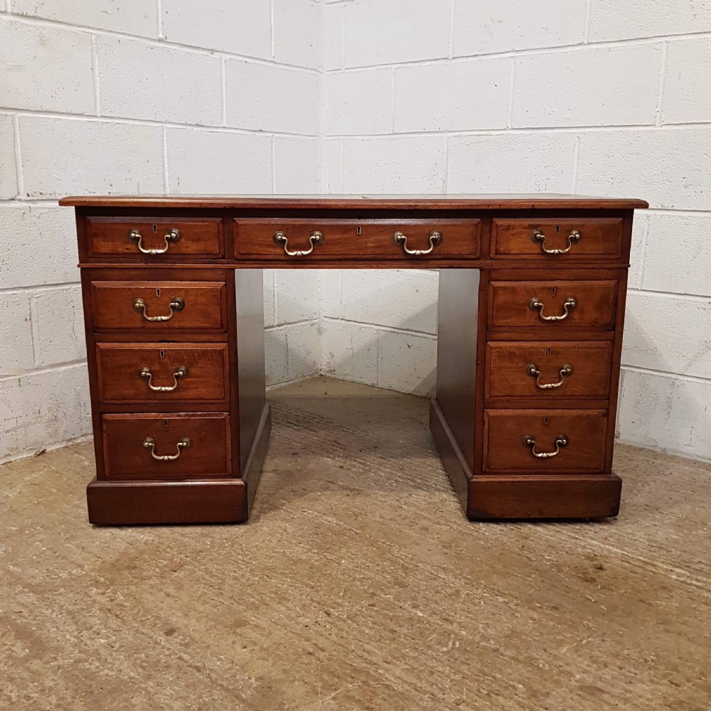 ANTIQUE LATE VICTORIAN MAHOGANY TWIN PEDESTAL DESK C1890 View V