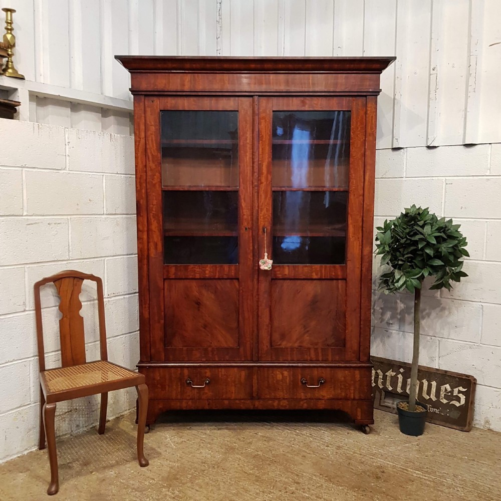 ANTIQUE 19TH Cent BIEDERMEIER MAHOGANY BOOKCASE C1870 