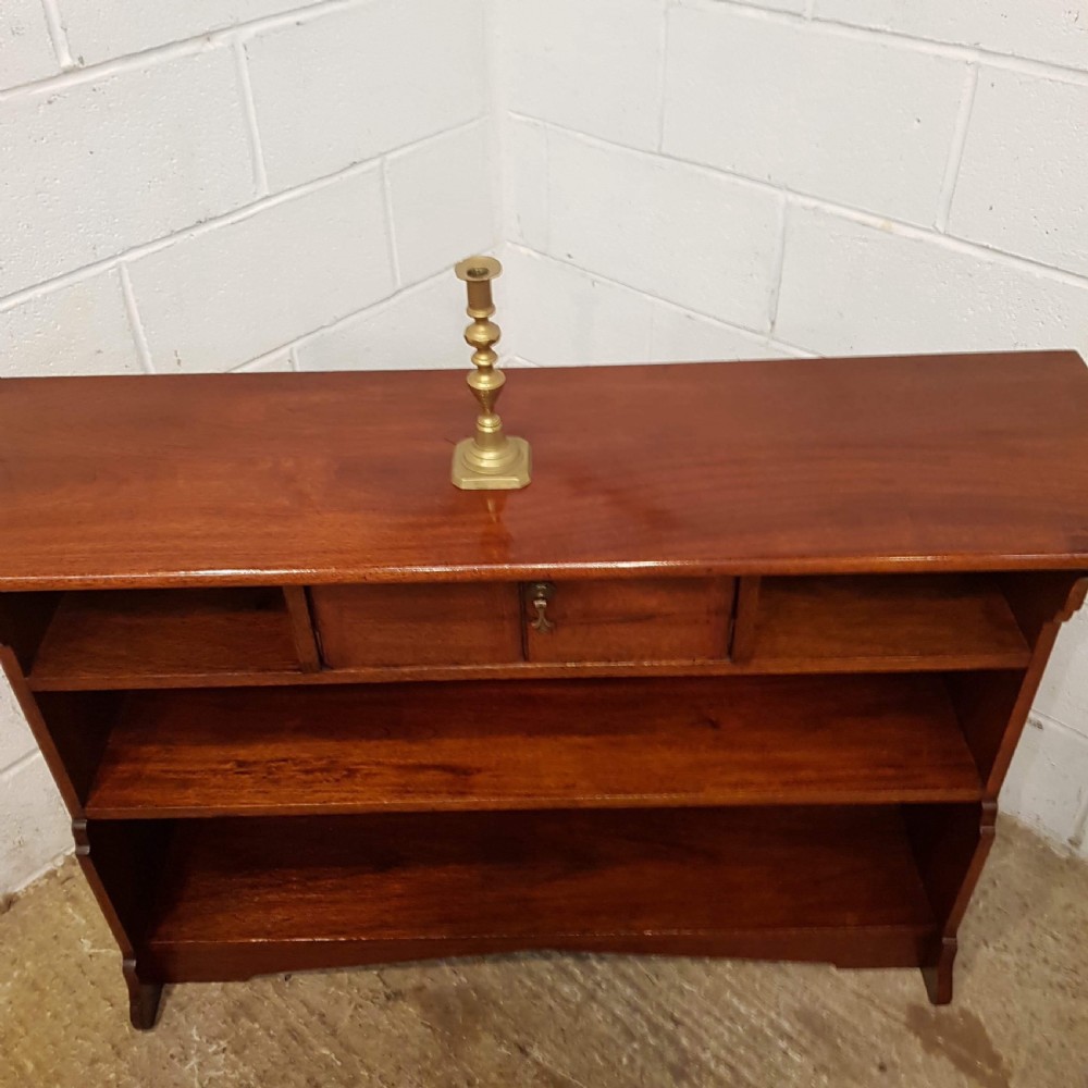 ANTIQUE ART NOUVEAU MAHOGANY OPEN BOOKCASE C1890 View II