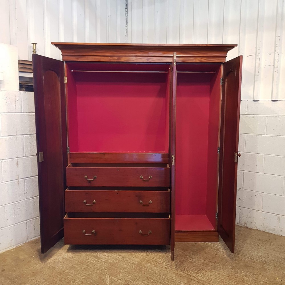 ANTIQUE SMALL VICTORIAN MAHOGANY TRIPLE WARDROBE COMPACTUM C1880 View V