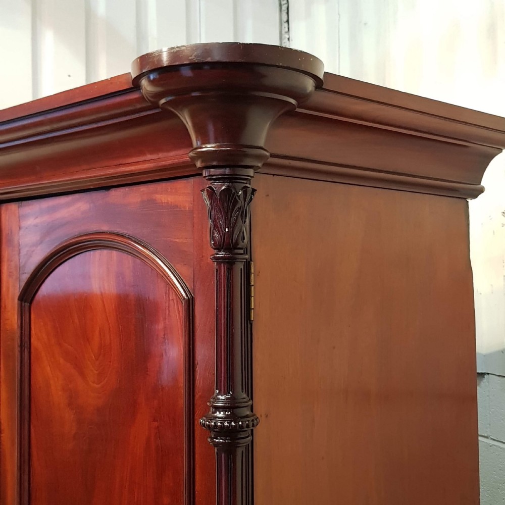 ANTIQUE LARGE VICTORIAN MAHOGANY TRIPLE WARDROBE C1880 View VI