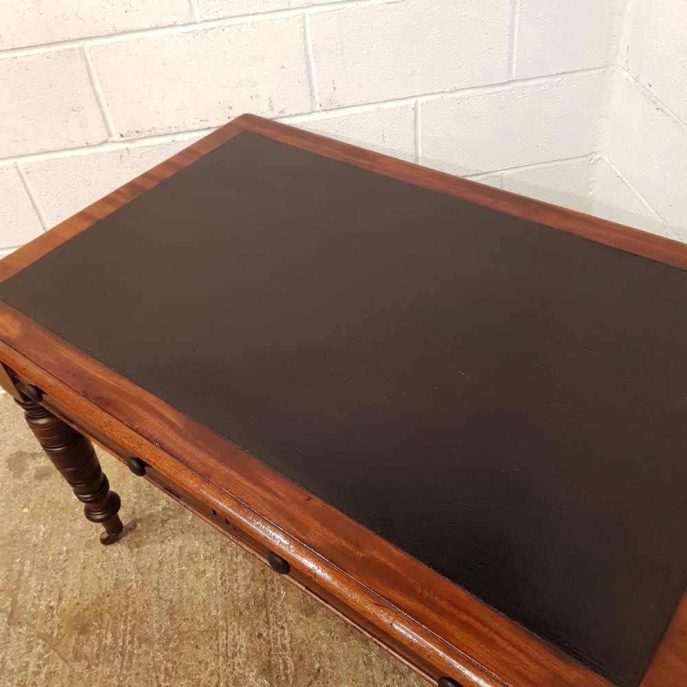 ANTIQUE VICTORIAN MAHOGANY LEATHER TOP WRITING LIBRARY TABLE C1880 View II