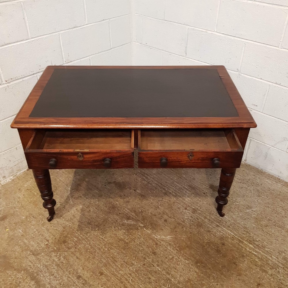 ANTIQUE VICTORIAN MAHOGANY LEATHER TOP WRITING LIBRARY TABLE C1880 View IV