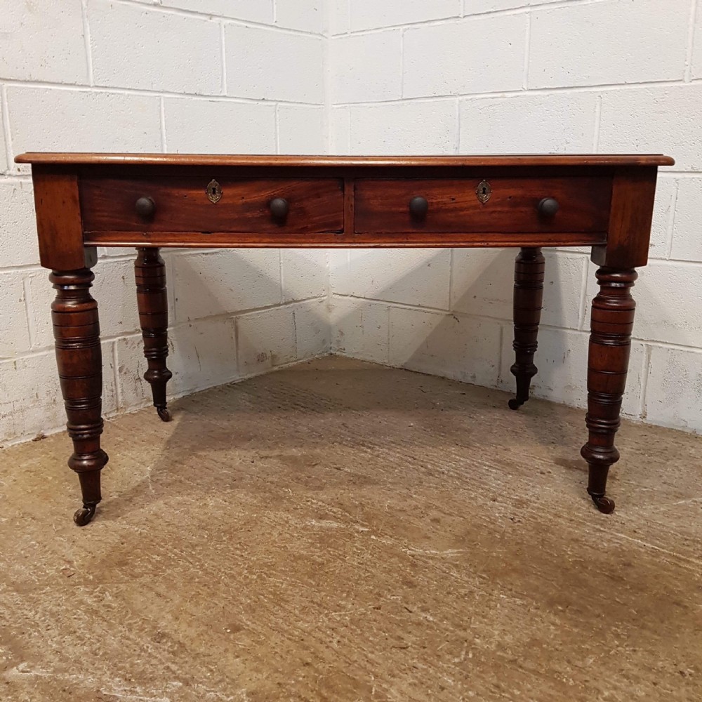 ANTIQUE VICTORIAN MAHOGANY LEATHER TOP WRITING LIBRARY TABLE C1880 View V