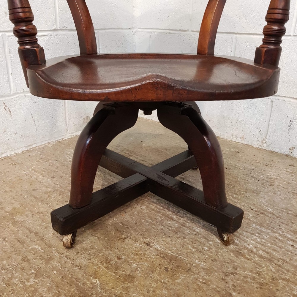 ANTIQUE LATE VICTORIAN MAHOGANY SWIVEL DESK CHAIR C1890 View IV