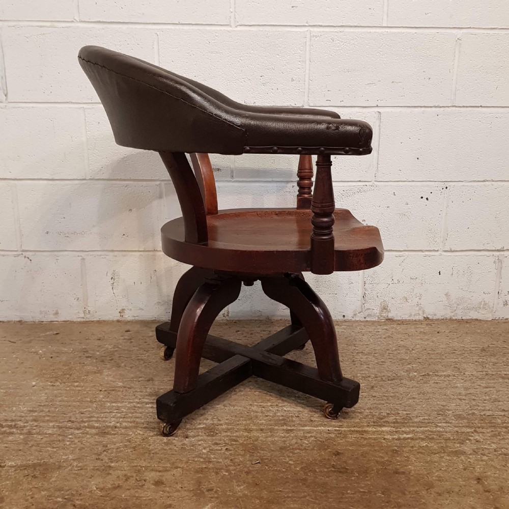 ANTIQUE LATE VICTORIAN MAHOGANY SWIVEL DESK CHAIR C1890 View VII