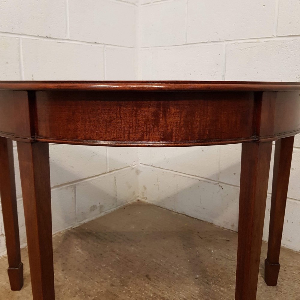 ANTIQUE PAIR LATE VICTORIAN MAHOGANY DEMI LUNE SIDE TABLES C1890 View II