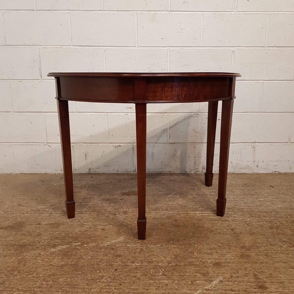 ANTIQUE PAIR LATE VICTORIAN MAHOGANY DEMI LUNE SIDE TABLES C1890 View III