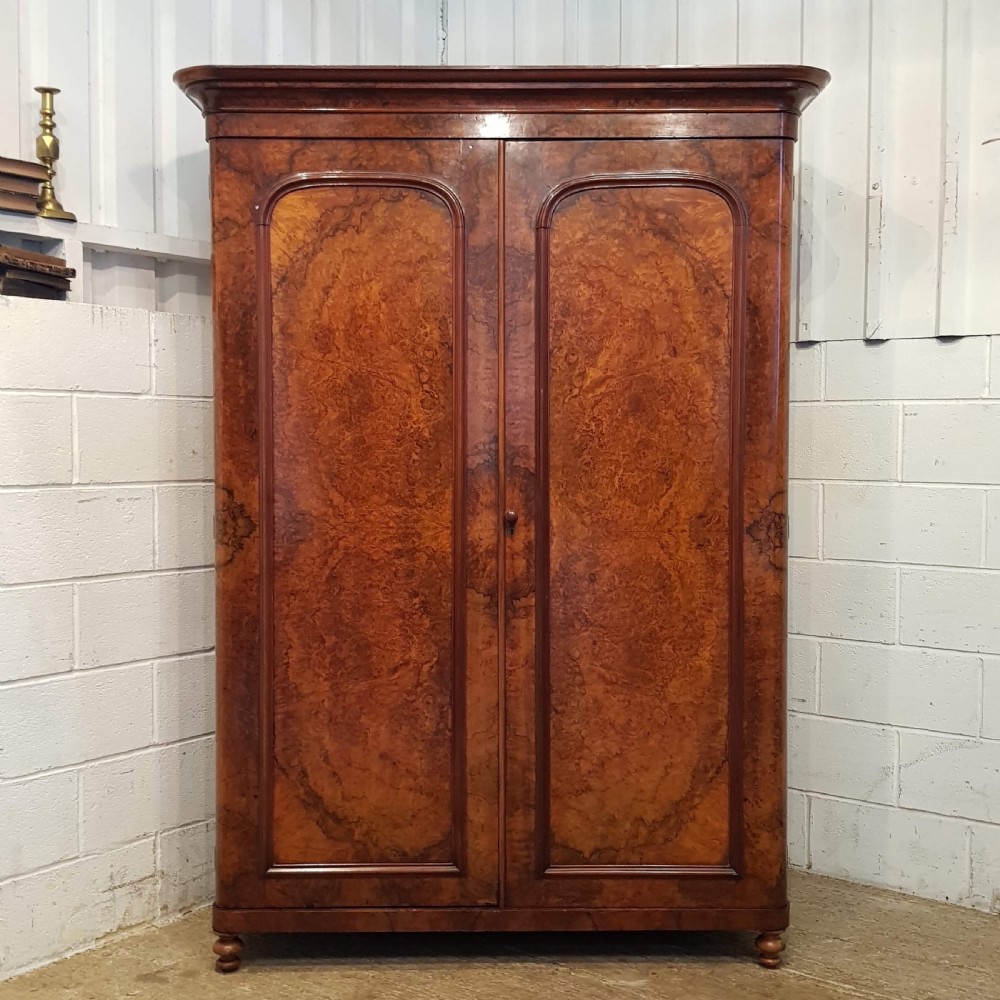 ANTIQUE VICTORIAN BURR WALNUT DOUBLE WARDROBE C1880 View V