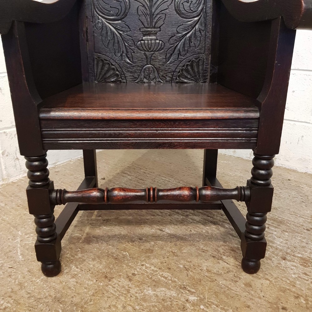 ANTIQUE 19TH CENTURY CARVED OAK WAINSCOTE CHAIR C1860 View IV