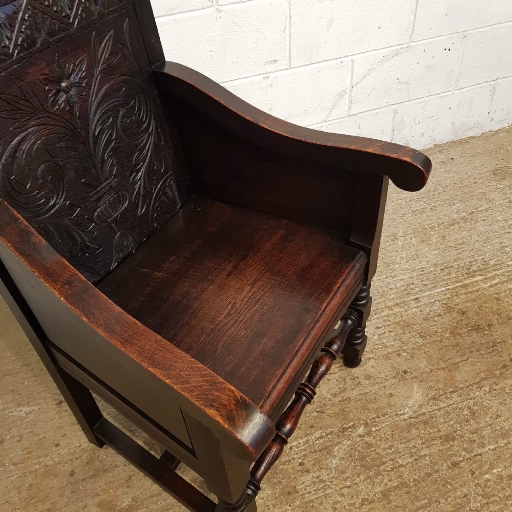 ANTIQUE 19TH CENTURY CARVED OAK WAINSCOTE CHAIR C1860 View VIII