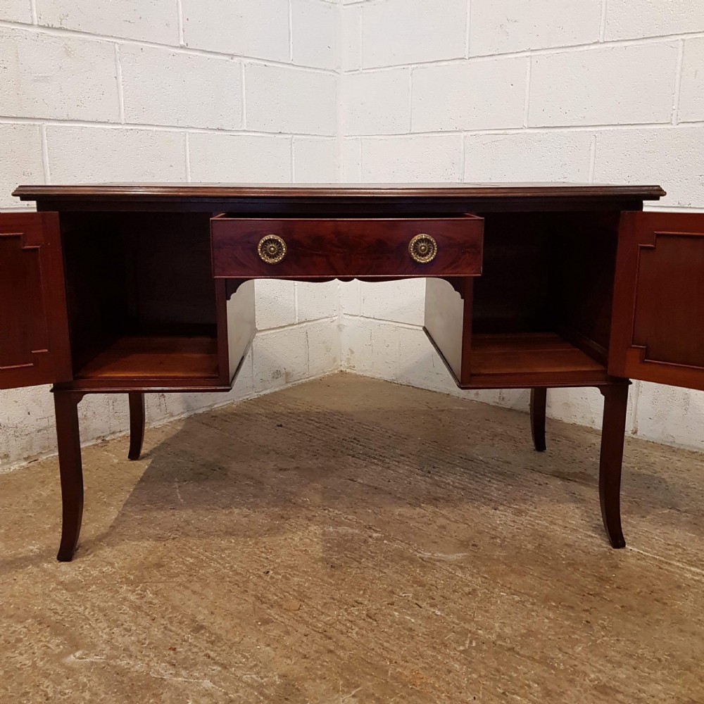 ANTIQUE MAHOGANY SHERATON LEATHER TOPPED DESK C1920 View V