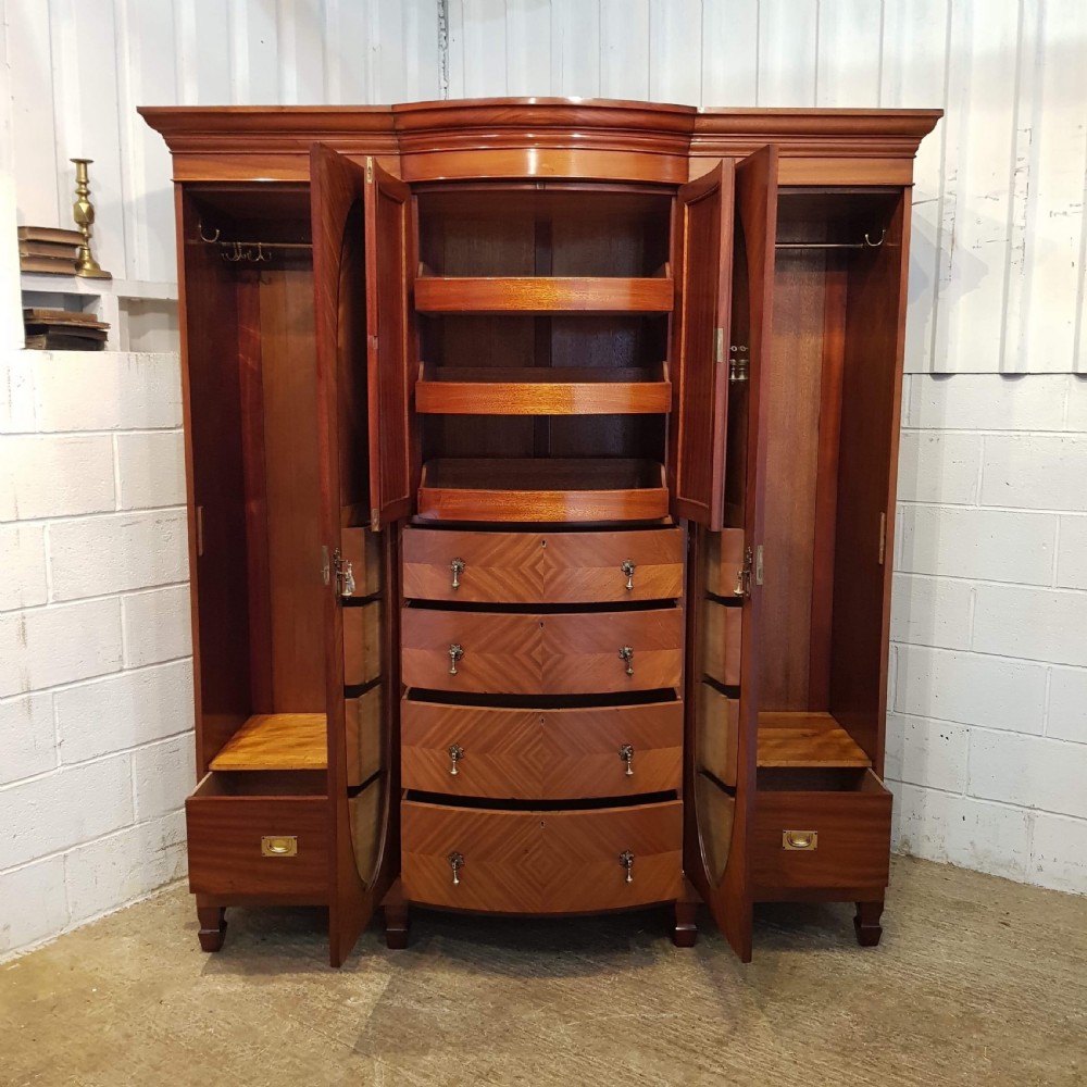 ANTIQUE LATE VICTORIAN MAHOGANY TRIPLE WARDROBE COMPACTUM  C1890 View IV