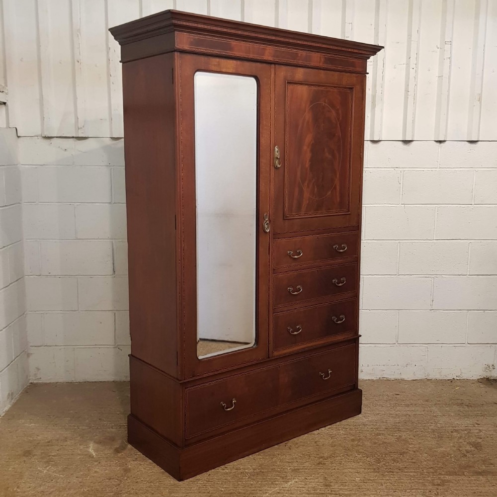 ANTIQUE EDWARDIAN INLAID MAHOGANY COMB8NATION WARDROBE C1900 View II