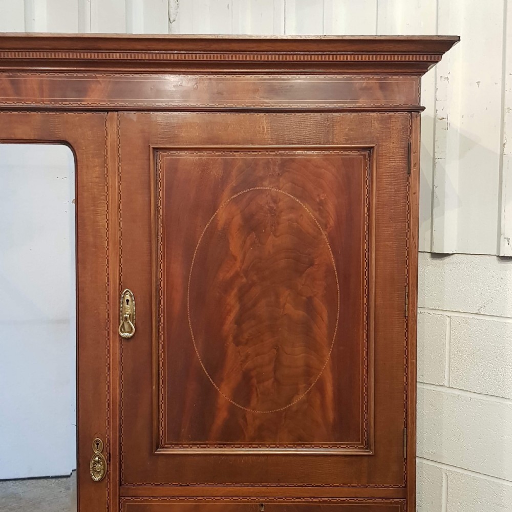 ANTIQUE EDWARDIAN INLAID MAHOGANY COMB8NATION WARDROBE C1900 View III
