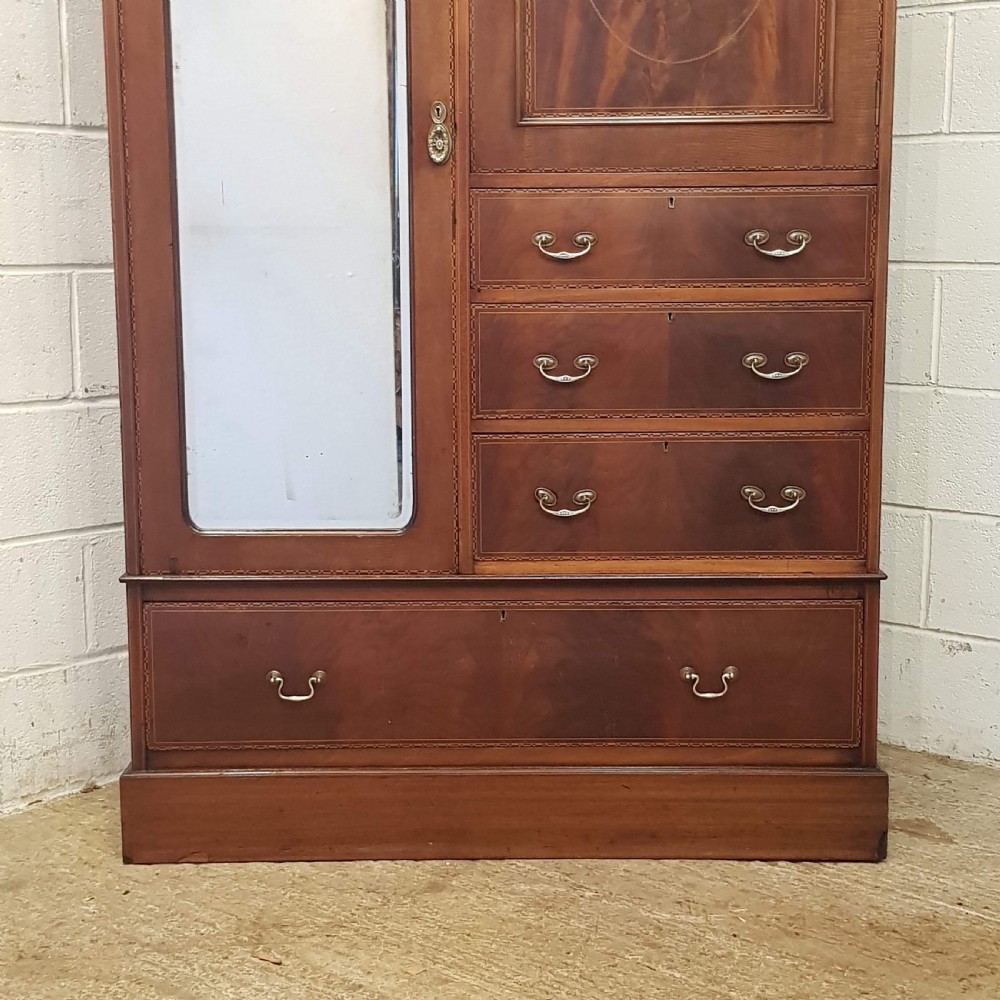 ANTIQUE EDWARDIAN INLAID MAHOGANY COMB8NATION WARDROBE C1900 View IV