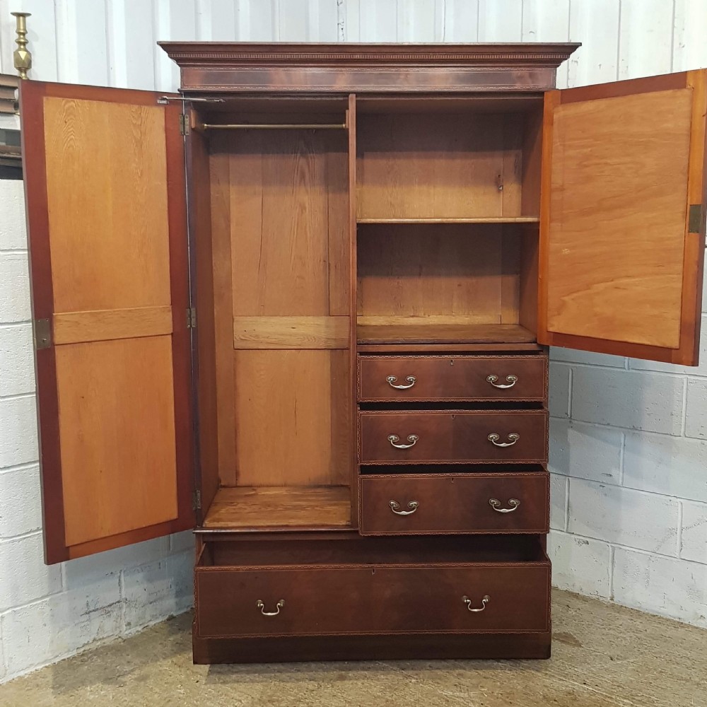 ANTIQUE EDWARDIAN INLAID MAHOGANY COMB8NATION WARDROBE C1900 View VI