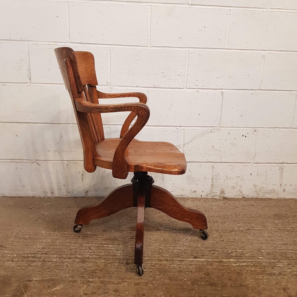 ANTIQUE EDWARDIAN OAK SWIVEL DESK CHAIR C@900 View IV