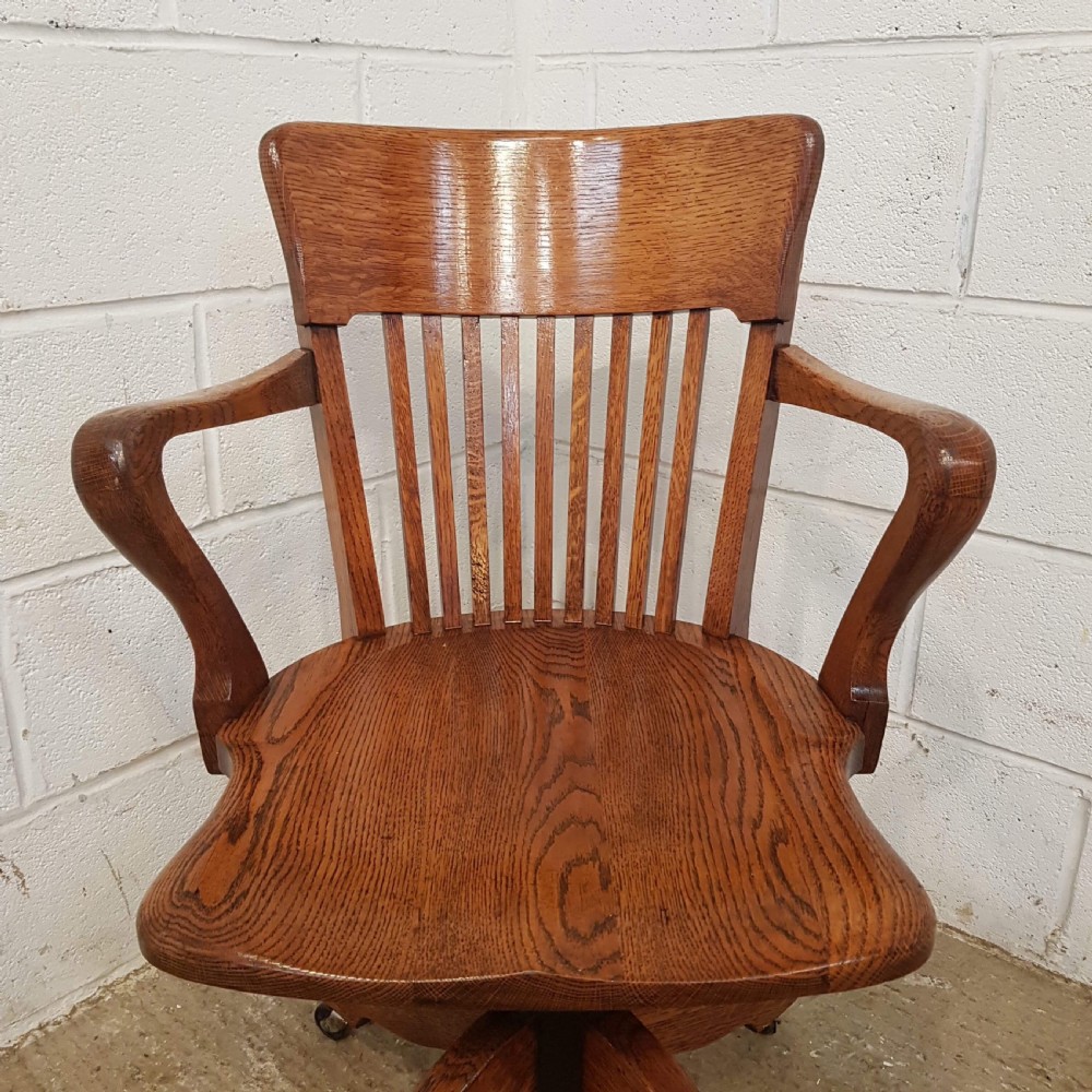 ANTIQUE EDWARDIAN OAK SWIVEL DESK CHAIR C@900 View V