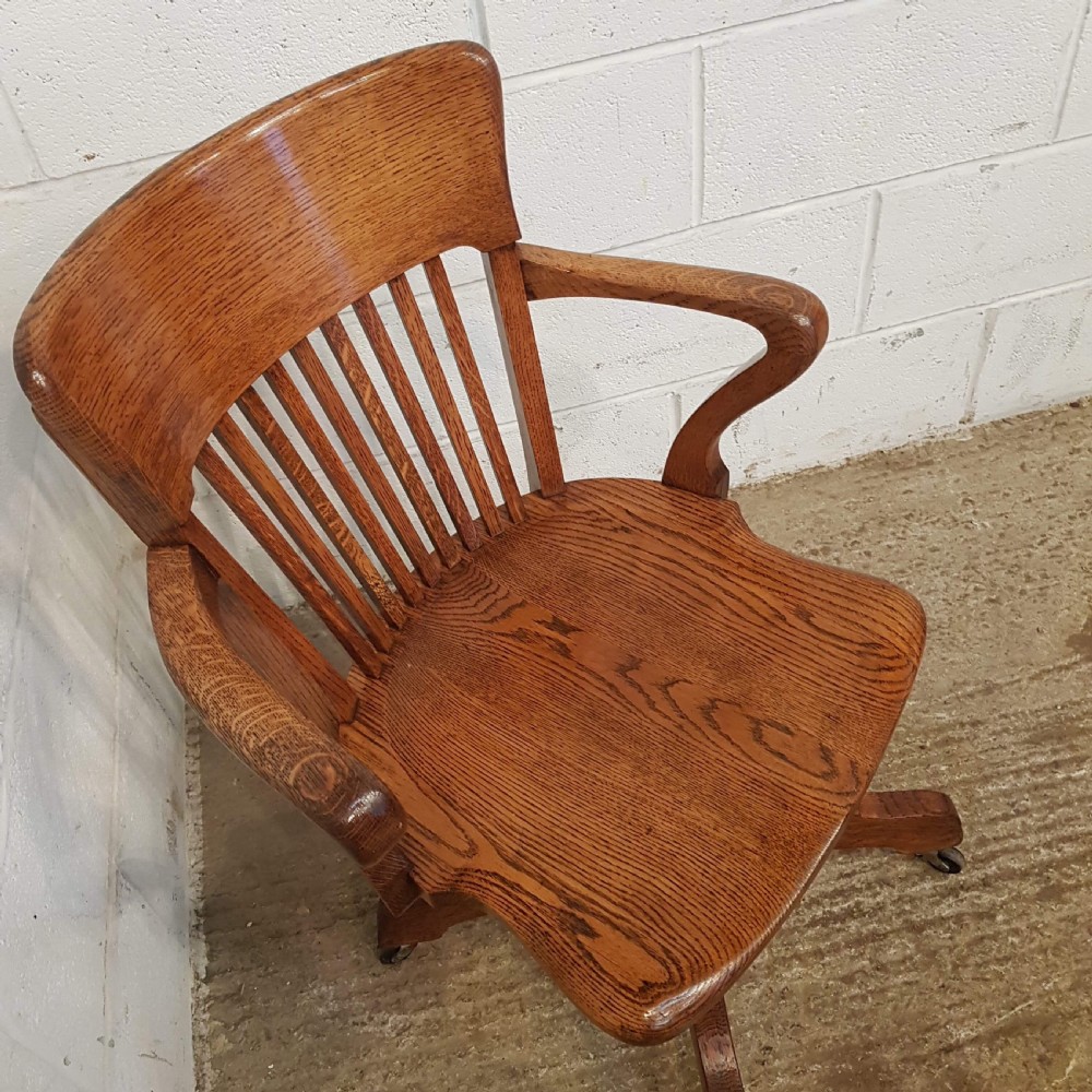 ANTIQUE EDWARDIAN OAK SWIVEL DESK CHAIR C@900 View VI