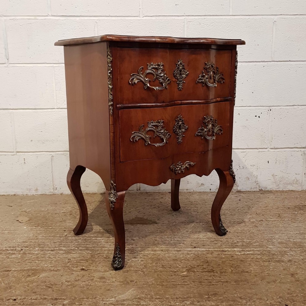 ANTIQUE ITALIAN WALNUT SMALL ROCOCO CHEST OF DRAWERS C1900
