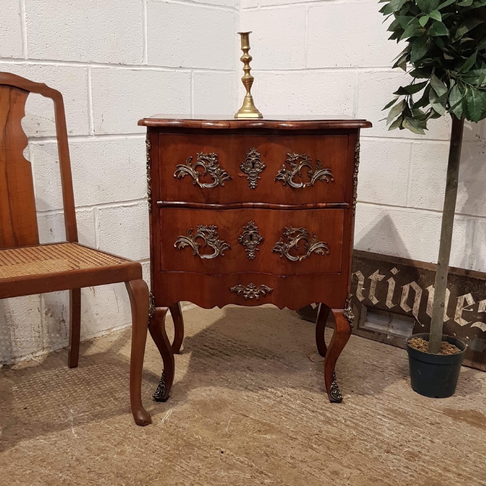 ANTIQUE ITALIAN WALNUT SMALL ROCOCO CHEST OF DRAWERS C1900 View V