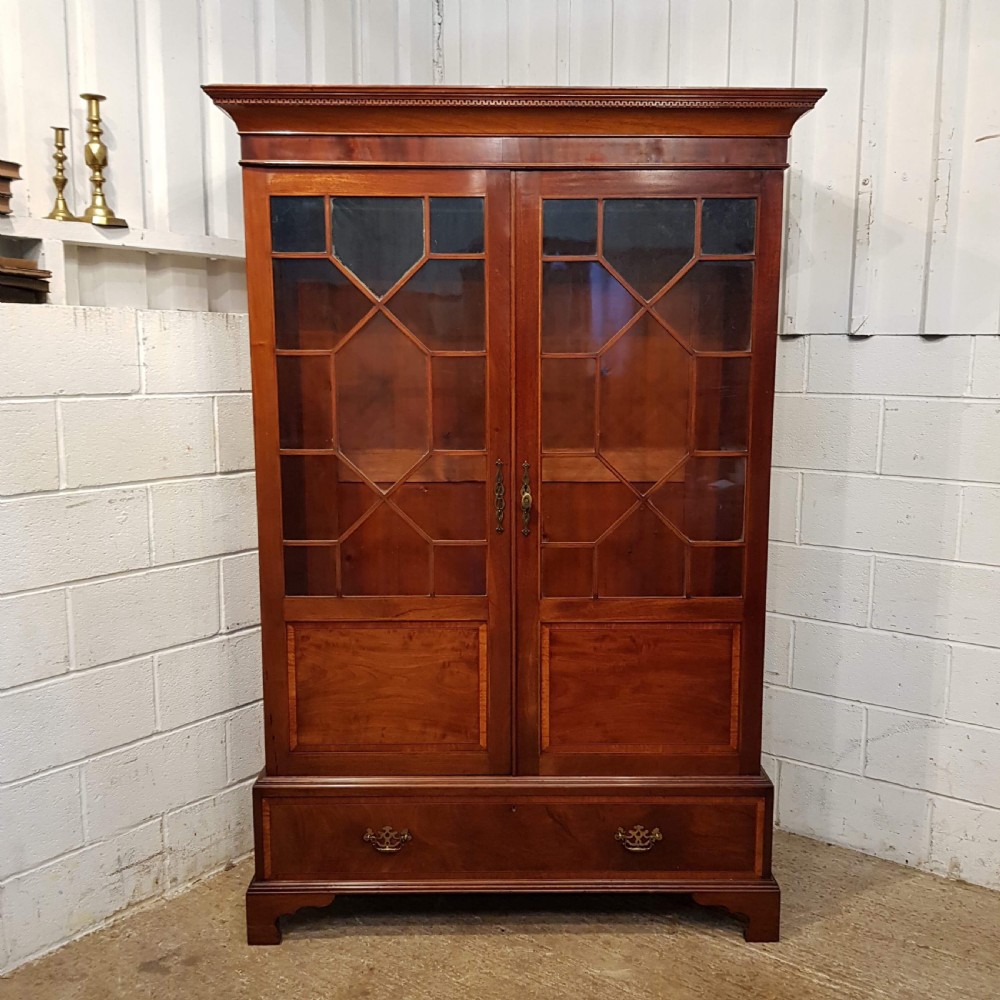 ANTIQUE REG NCY MAHOGANY ASTRAGAL GLAZED DOUBLE WARDROBE C1820 View II