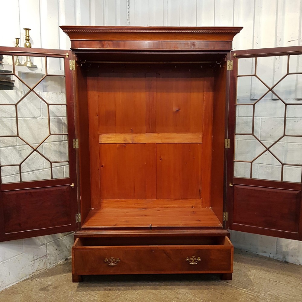 ANTIQUE REG NCY MAHOGANY ASTRAGAL GLAZED DOUBLE WARDROBE C1820 View III