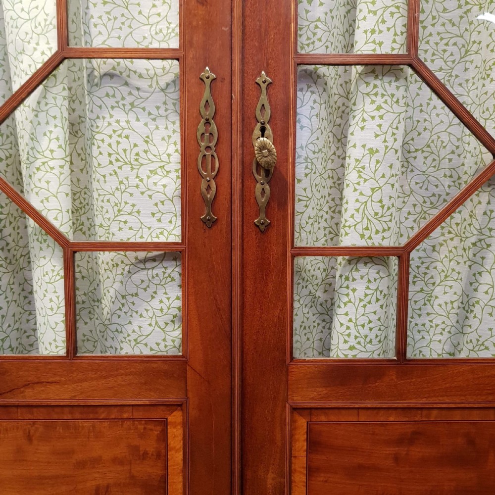 ANTIQUE REG NCY MAHOGANY ASTRAGAL GLAZED DOUBLE WARDROBE C1820 View V