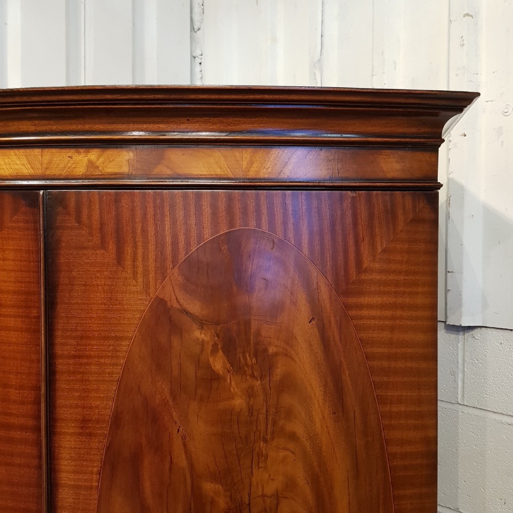 ANTIQUE EDWARDIAN MAHOGANY BOW FRONT DOUBLE WARDROBE C1900 View II