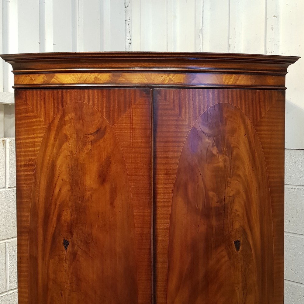 ANTIQUE EDWARDIAN MAHOGANY BOW FRONT DOUBLE WARDROBE C1900 View IV
