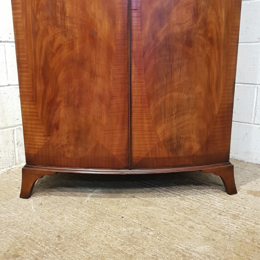 ANTIQUE EDWARDIAN MAHOGANY BOW FRONT DOUBLE WARDROBE C1900 View VII