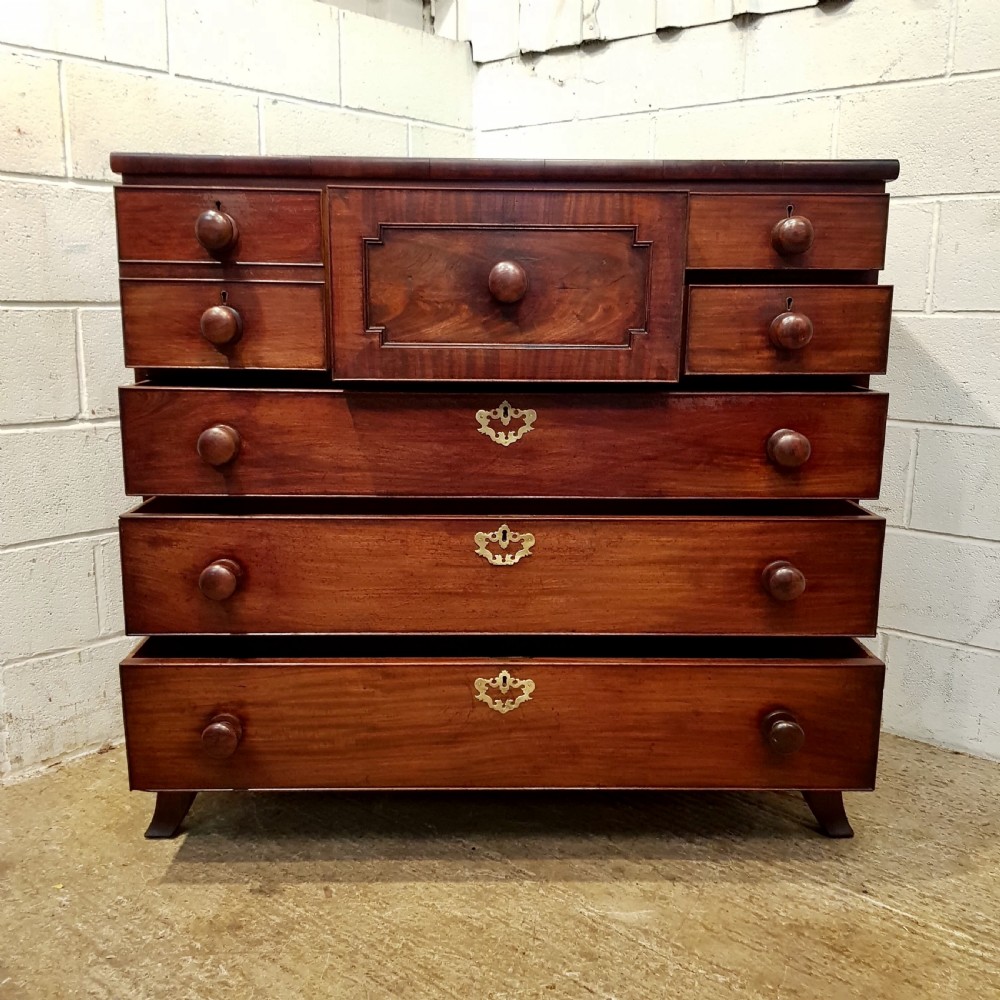 ANTIQUE REGENCY MAHOGANY CHEST OF DRAWERS WITH HAT BOX C1820 View VII