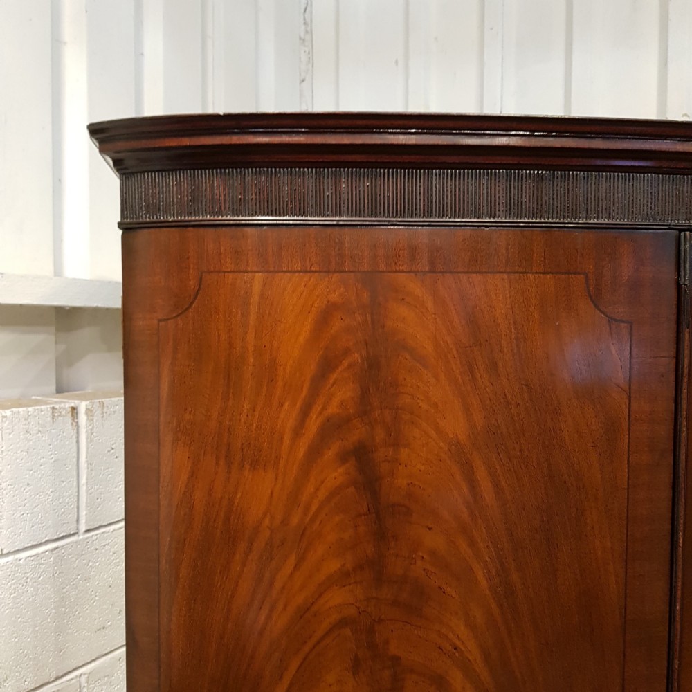 ANTIQUE EDWARDIAN MAHOGANY BOW FRONT DOUBLE WARDROBE C1900 View IV