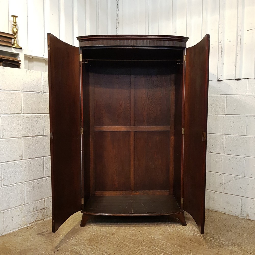 ANTIQUE EDWARDIAN MAHOGANY BOW FRONT DOUBLE WARDROBE C1900 View V