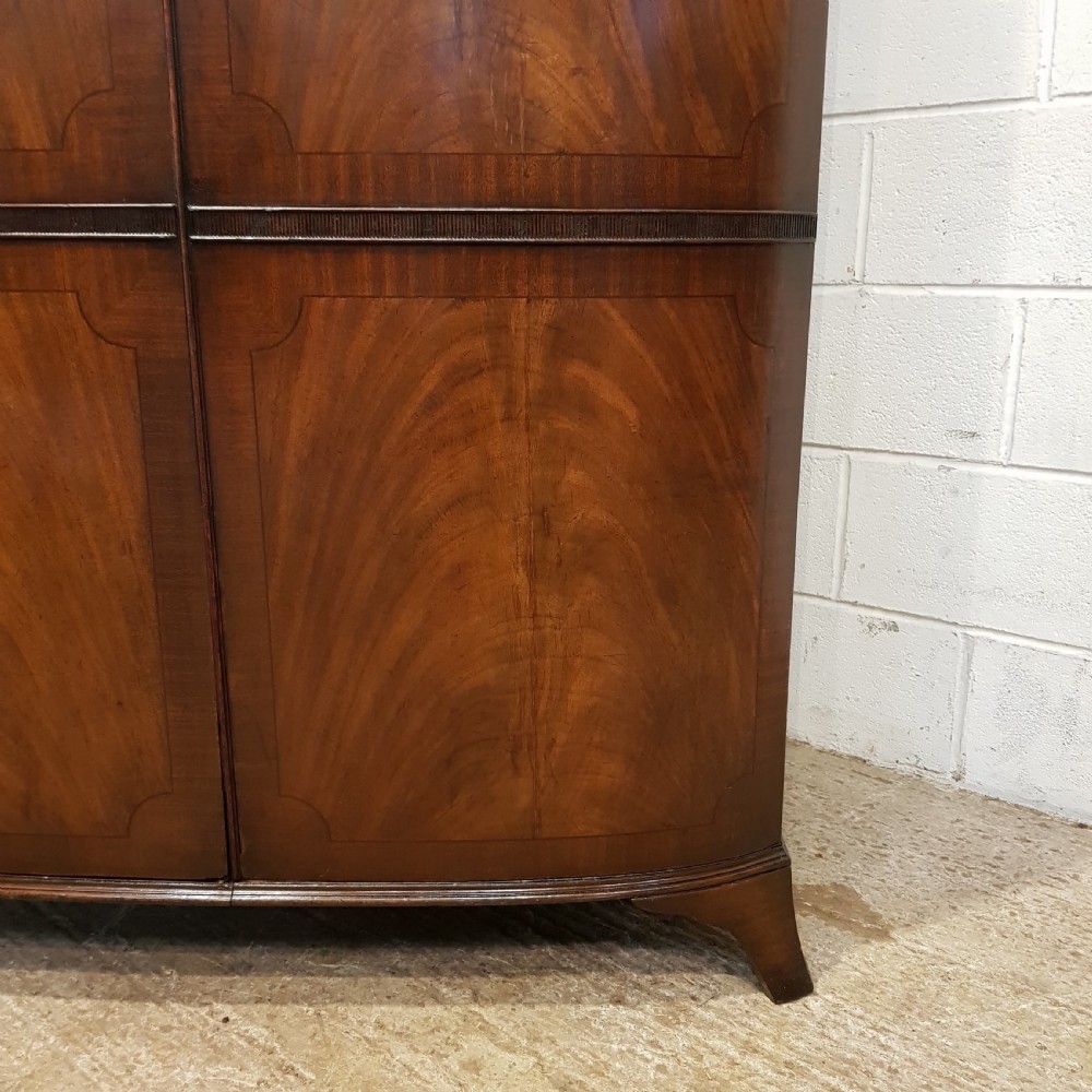 ANTIQUE EDWARDIAN MAHOGANY BOW FRONT DOUBLE WARDROBE C1900 View VI